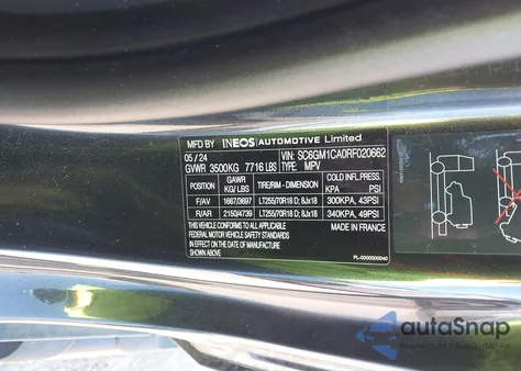 2024 Ineos Grenadier Fieldmaster Edition/Trialmaster Edition from USA, damaged, VIN SC6GM1CA0RF020662